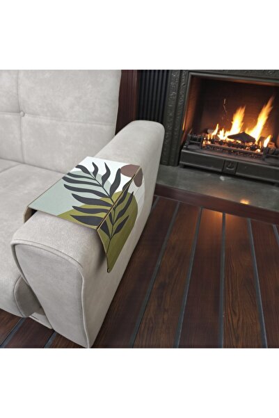 PATTERNED FOLDABLE SOFA SIDE TABLE 2-PIECE LEAF PATTERN