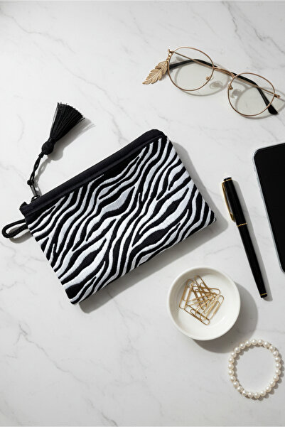 FANTASTIC Handmade Zebra Patterned Hand and Makeup Bag |   Organizer Wallet |   Stylish Pouch Coin Purse (14.5X10 cm)