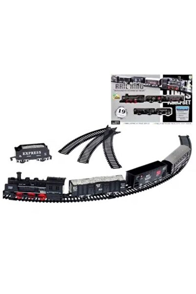 OEM Rail King Electric Train, 19 Pieces, Locomotive + Wagons, 14 Tracks, Model with Lights and Sounds