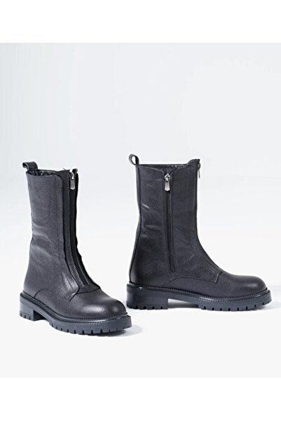 Laura 35&42 NumaraHakiki Deri Kadın Uzun Bot Fermuarlı Kaymaz Taban