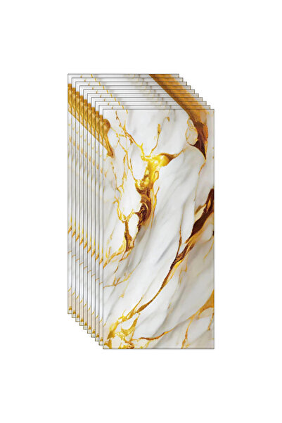 SDEPOT 50 X SDEPOT® wallpaper tiles, 2mm thick, 30x60cm dimensions, marble imitation, with gold pattern