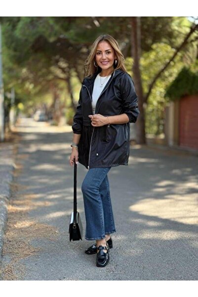 Aymood Women's hooded and drawstring detail raincoat