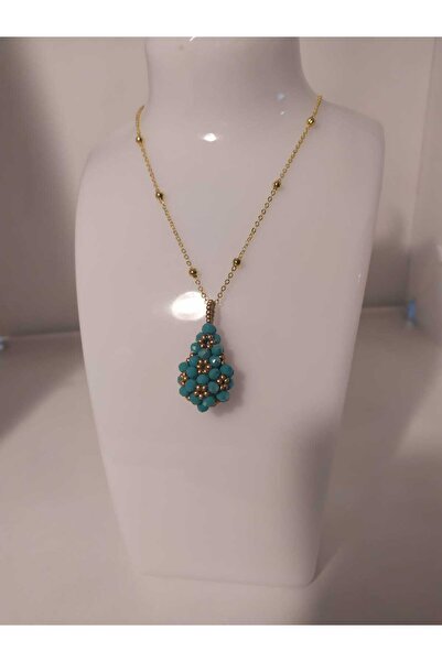 Sam Damla Cevşen Kolye - Orta Boy / El Yapımı Kristal Boncuk Örme /