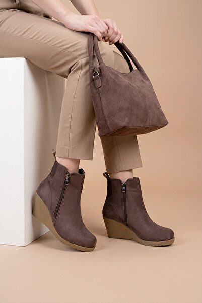 FEMME Women's Wedge Heel Zippered Daily Boots Sandis