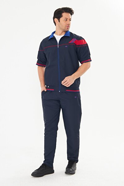 Enrico Ferry Men's Micropoly Fabric Short Sleeve Tracksuit Navy Blue 921-L
