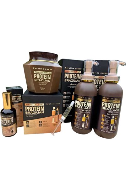 Protein Queen علاج بروتين برازيلي احترافي مرطب لإصلاح الشعر (مجموعة من 4 قطع)