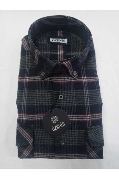 Özeniş Çift Cepli Kapaklı Kareli Kışlık Melanj Gömlek