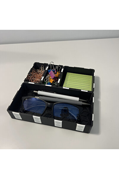 DECORADI Set 4 tăvițe modulare magnetice, negru, 18 x 18 cm, imprimat 3D din PLA