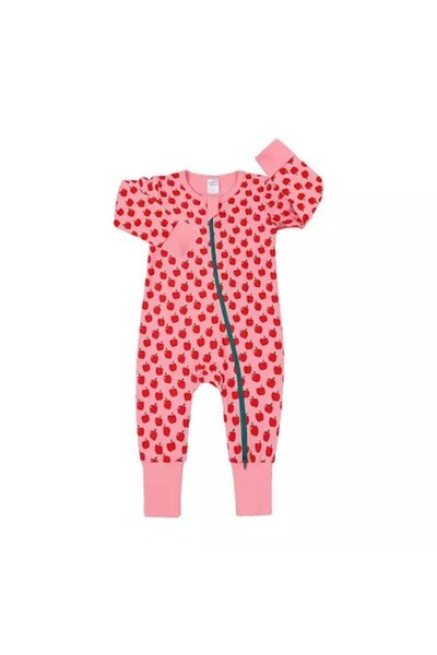 Edman Pijamale din bumbac pentru bebeluși/copii „Măr” - mânecă lungă, fermoar...