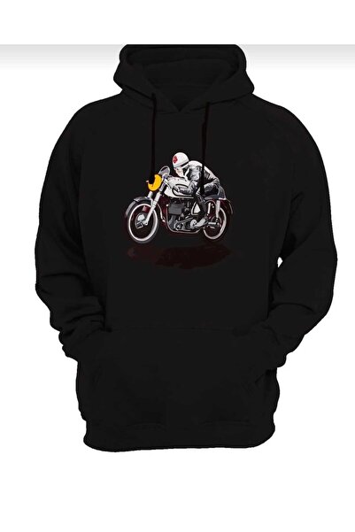 Hunors Sportswear & Company سويت شيرت موتور مطبوع موديل يونيسكس قطن بغطاء رأس