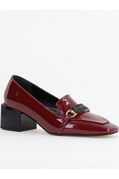 Nicoletta Pantofi damă cu toc jos din piele ecologică bordo lac