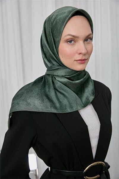 Silk Home Eșarfă strălucitoare din amestec de poliester, verde, cu model etni...