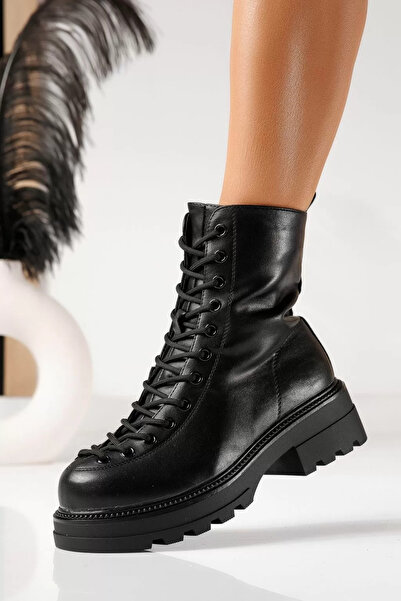 Zaira Ghete dama vatuite negre din piele ecologica Karina #22928 - 39