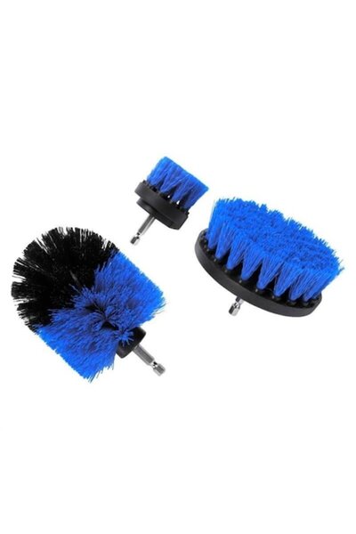 Edman Set C3 de 3 perii rotative pentru curățarea mașinii și a casei cu adaptor pentru burghiu, albastru