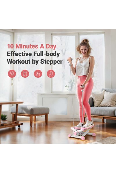 merach Mini Stepper for Exercise, 330LBS Capacity, Stepper Exercise Equipment with Resistance Bands