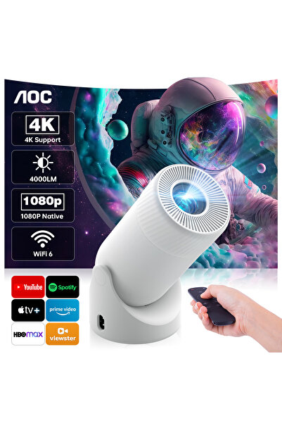 Aoc جهاز عرض صغير عالي الأداء | جاهز للعرض بدقة 4K | سطوع 220 لومن ANSI للعروض التقديمية