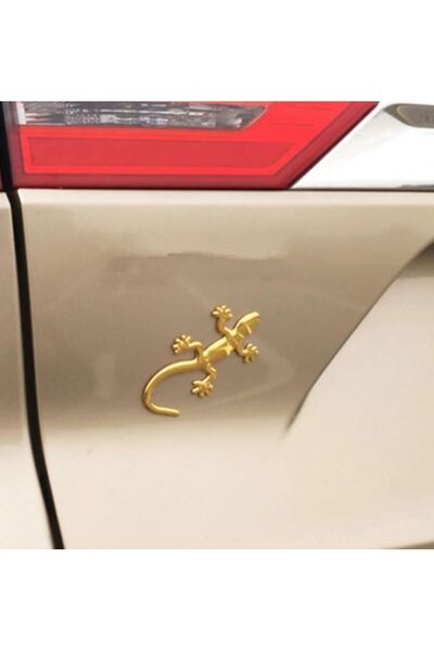 Yash 3D Lizard Car Ornament, 14x9 cm, gold color