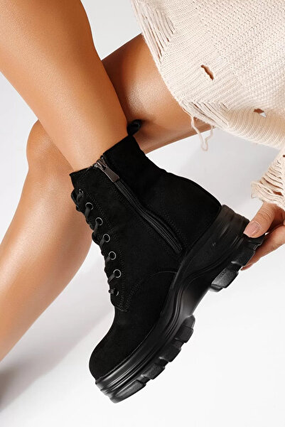 Zaira Ghete dama vatuite negre din piele ecologica intoarsa Olivia #23024 - 40