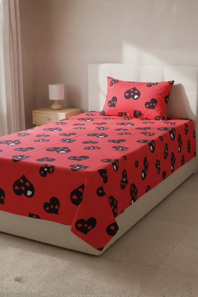 Muchmy Single Bedsheet With Matching Pillow Cover Quality Fabric Printed Flat Sheet - 147x239cm