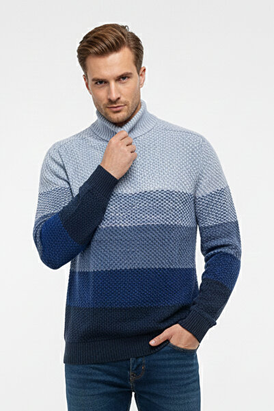 Pulltonic Pulover pentru bărbați cu jumătate de gât, gros și colorat