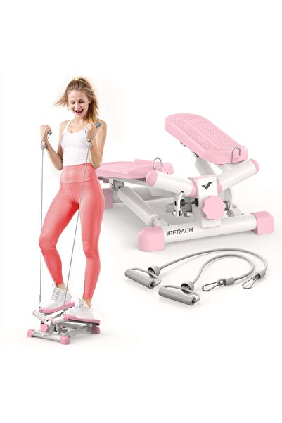 merach جهاز ستيبر صغير للتمرين، سعة 330 رطل، جهاز ستيبر للتمرين مع أشرطة مقاومة