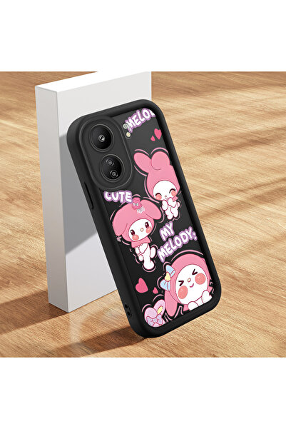 ucuc Xiaomi Poco C65 Uyumlu Siyah Silikon Animasyon Desenli Yüksek Darbe Koru...