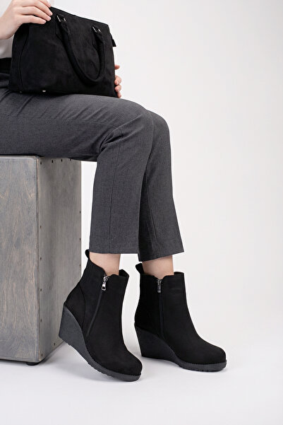 FEMME Kadın Dolgu Topuk Fermuarlı Günlük Bot Sandis