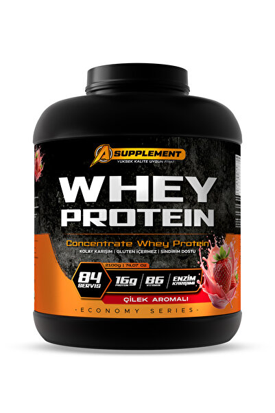 A supplement Whey Protein Ekonomi Serisi 2100 gr– Çilek Aromalı | 84 Servis