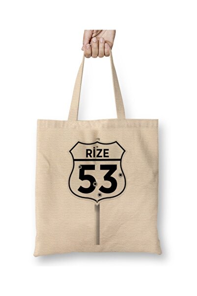 Toyaso Black Sea Sayings Rize 53 Λευκή υφασμάτινη τσάντα με μακριά λαβή Τσάντ...