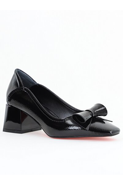 Nicoletta Women's Black Patent Leather Chunky Heel Shoes BS810D2503253