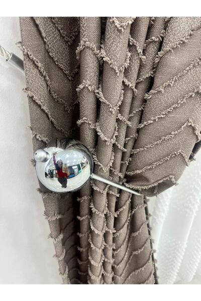 DekoStor Perde Tutucu Askısı Aksesuar Topuzlu 1 Adet Gri (Duvar Delmeden Kola...