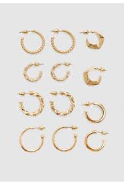HISCOSMETIC Kadın Gold Küpe- 6'lı Küpe Seti