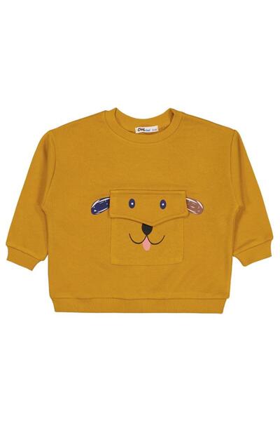 Civil Boys Pocket Dog Embroidered 2-5 Years Old Sweatshirt - Mustard 4-5 Year...