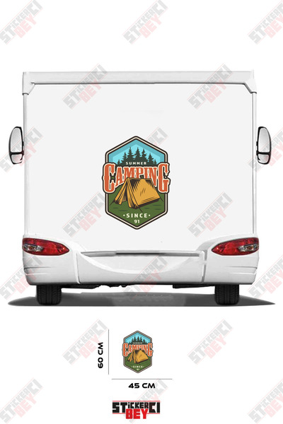 STİCKERCI BEY Camping Summer Written on Caravan Sticker Coating