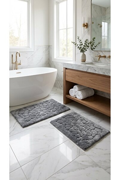 Minteks Tufting Stone 2'li Banyo Paspas Takımı