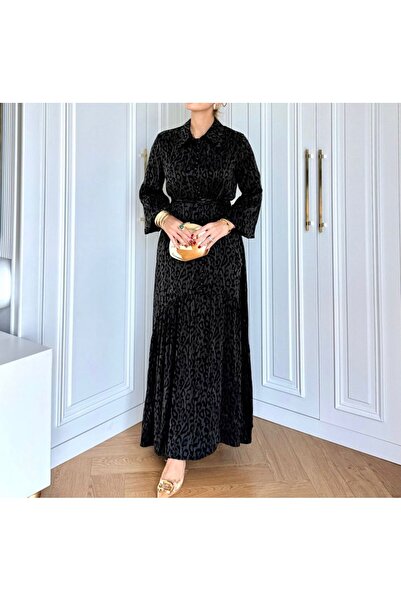 GK İpek Cupra Leopar Desenli Elbise
