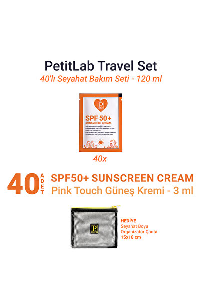 PetitLab مجموعة السفر تحتوي على 40 كريم واقي من الشمس SPF50+ *مع حقيبة منظمة ...