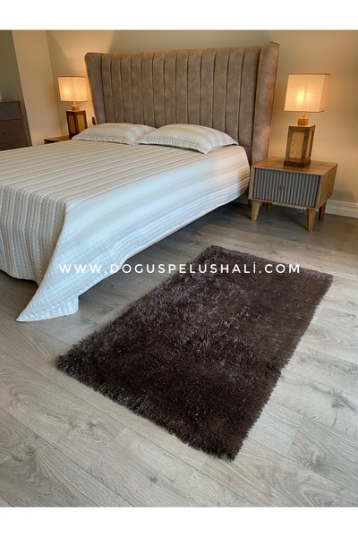 Doğuş Peluş Halı Tavşan Kahverengi Yumuşak Dokulu Peluş Halı Dikdörtgen