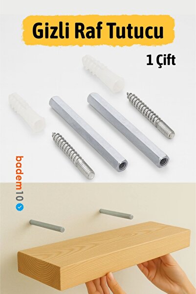 Badem10 Gizli Raf Tutucu 1 ÇİFT Metal Raf Askı Mobilya Ahşap Dolap Duvar Apar...