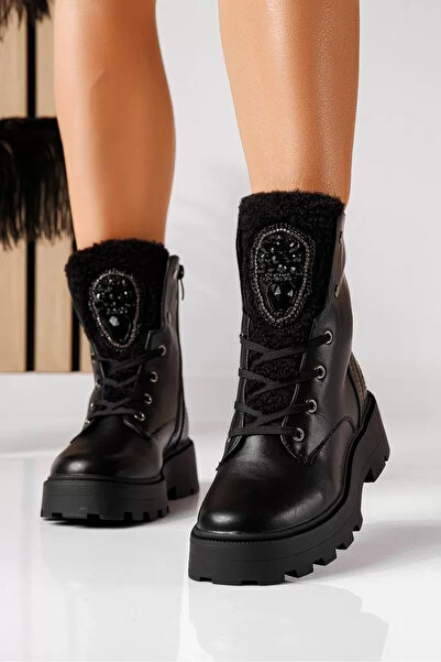 Zaira Ghete dama îmblanite negre din piele ecologica Clara #22540 - 39