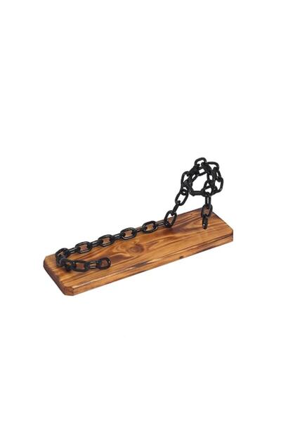 OEM Chained up wine bottle holder, treated fir wood with chain, black, 33x10x16 cm