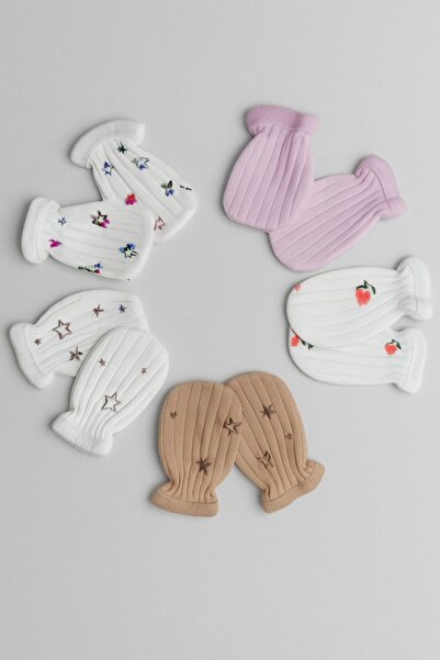 Bebe wini Yenidoğan Pamuklu Bebek Eldiveni 6 Çift Set (KARIŞIK DESEN GÖNDERİLİR)