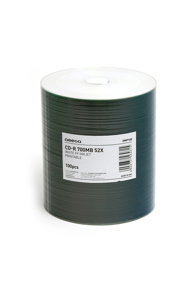 Omega CD-R 700MB WHITE INKJET PRINTABLE FF 52X SET*100 [56461]
