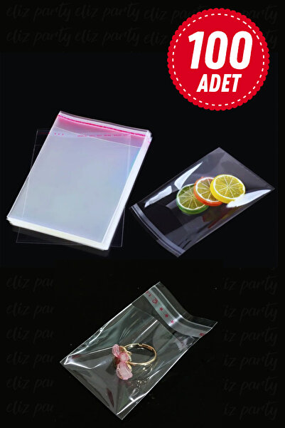 Anadolu Ambalaj Market 10x15 cm Bantlı Şeffaf Parlak OPP Jelatin Poşet 100 Adet