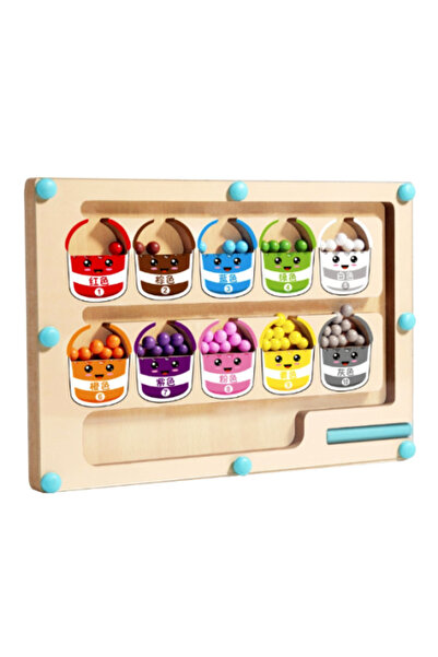 toy box tr لعبة متاهة الأرقام المغناطيسية الملونة من مونتيسوري - لوحة خشبية ل...