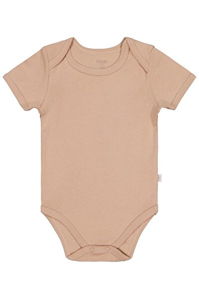 Civil Baby Solid Color Short Sleeve 3-9 Months Snap Fastener Bodysuit - Brown...