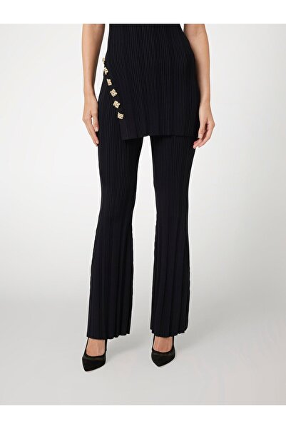 Guess Yüksek Bel Bol Kesim Siyah Kadın Pantolon CARRIE SWEATER PANT - VISCOSE STRET