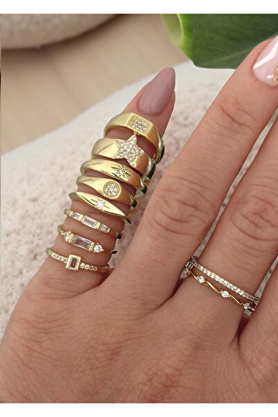 Xui Trend Marka Model Gold Star Parlak Yıldız Serçe Parmak /Gold Taşlı Yıldız...