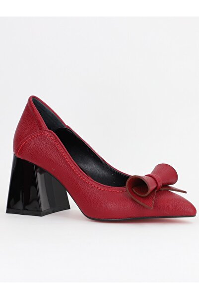 Nicoletta Pantofi Damă cu Toc Gros Bordo Mat din Piele Ecologică BS2010D2504285