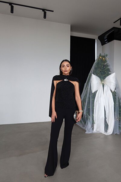 Özge Özgenç Flared Belted Classic Fabric Trousers